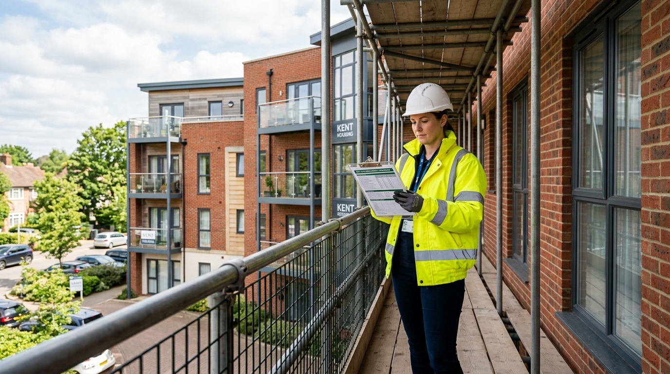 Construction worker with clipboard