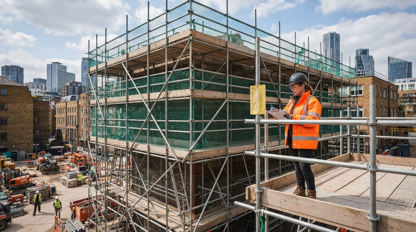 Responsible person checking scaffolding