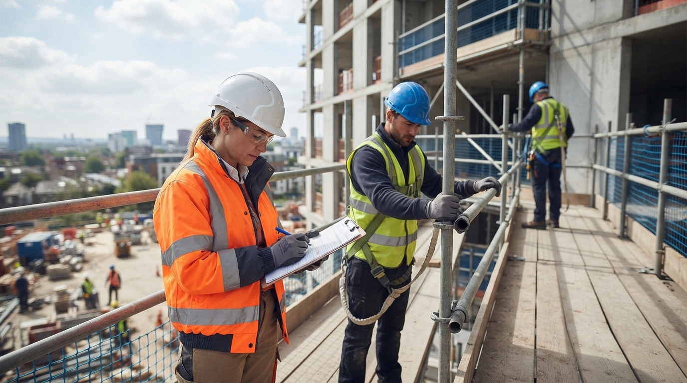 Responsible person checking scaffolding
